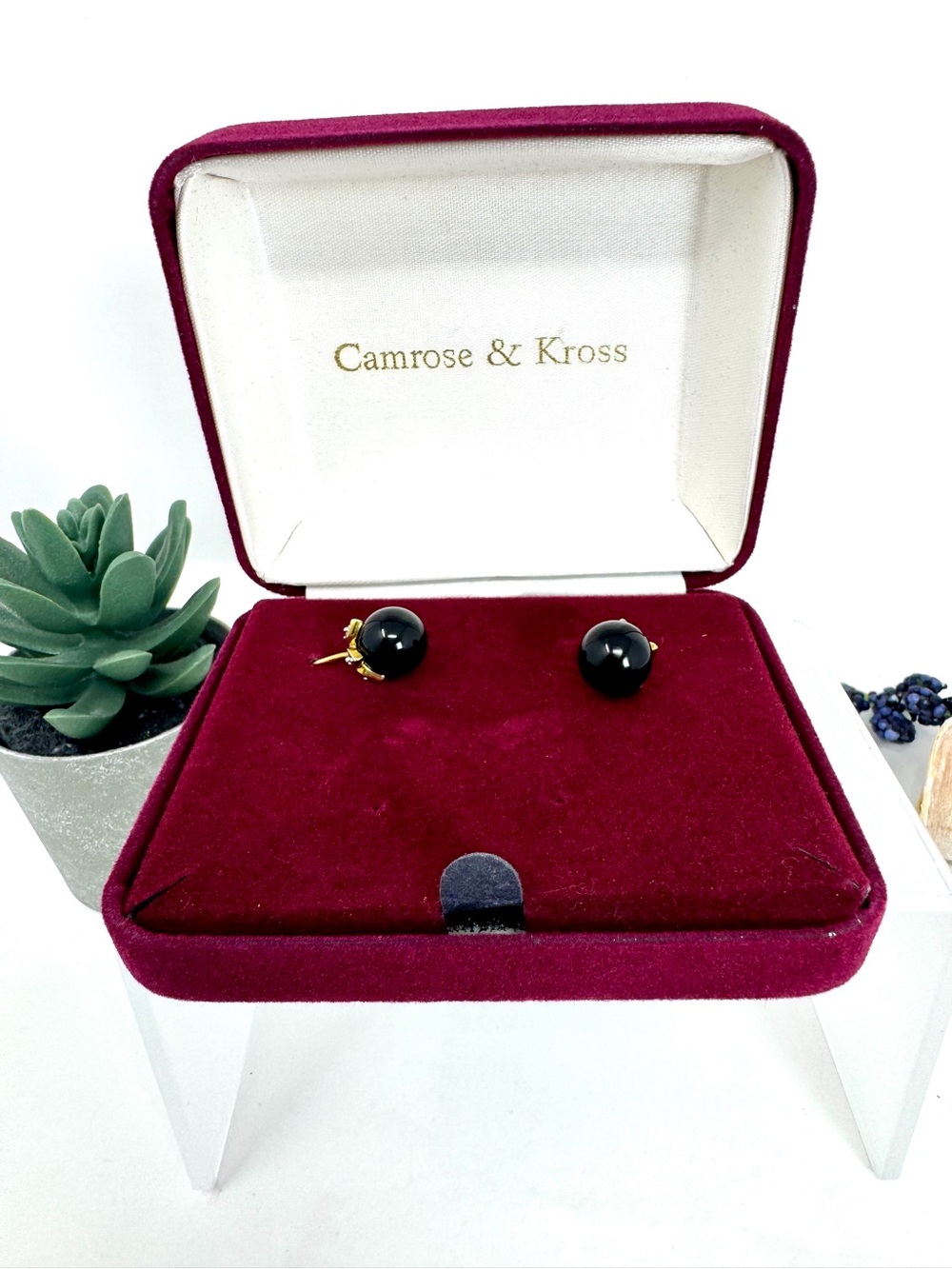 Vintage Camrose & Kross Jackie Kennedy Collection Drop Earrings & Box - EUC